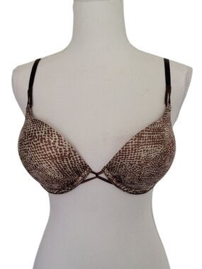 NWT Victoria's Secret Bra Miraculous Plunge Push Up Padded Animal Print 32D